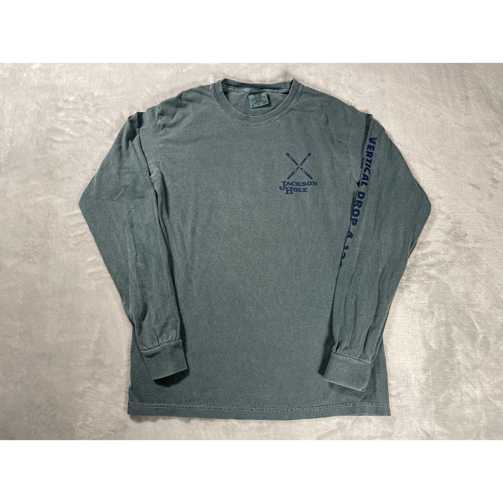 Jackson Hole Wyoming Long Sleeve T-Shirt Men S Green Graphic Ski Elevation